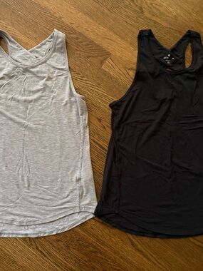 Athleta Racerback Tank Tops in Black and Light Gray